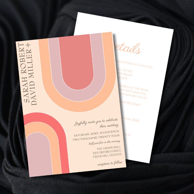 Bold Elegant Arch Peach Wedding  Invitation (Creator Uploaded)
