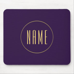 Bold Elegant Dark Purple Round Centre Text Circle Mouse Mat