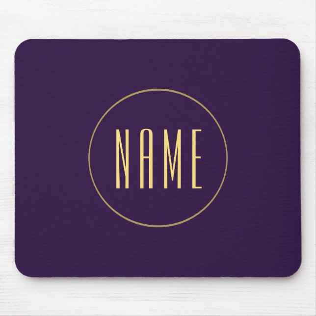 Bold Elegant Dark Purple Round Centre Text Circle Mouse Mat (Front)