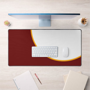 Bold Elegant Deep Red Yellow Curves On White Desk Mat