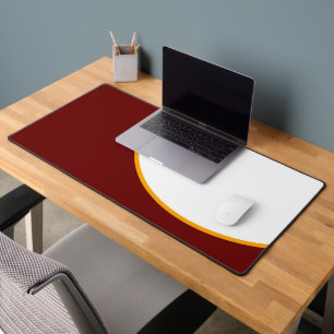 Bold Elegant Deep Red Yellow Curves On White Desk Mat