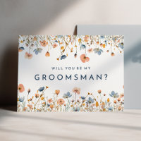 Bold Elegant Floral Groomsman Proposal Card