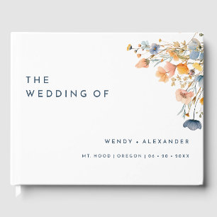 Bold Elegant Floral Monogram Wedding Guest Book