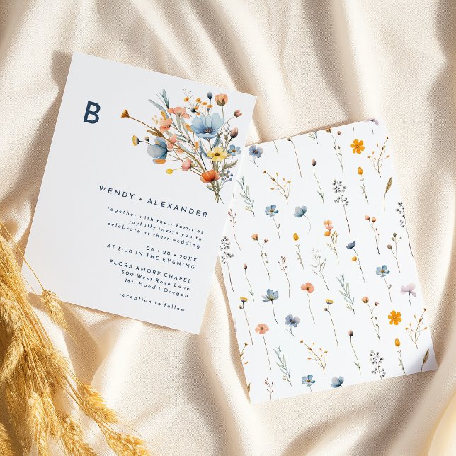 Bold Elegant Floral Monogram Wedding Invitation (Creator Uploaded)