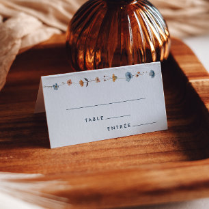 Bold Elegant Floral Wedding Entree Choice Folded Place Card