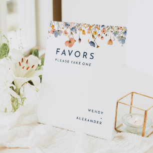 Bold Elegant Floral Wedding Favours Pedestal Sign