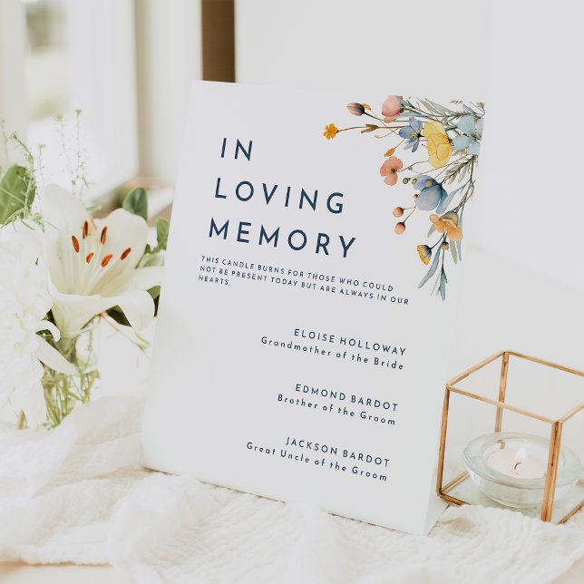 Bold Elegant Floral Wedding Memorial Pedestal Sign (Creator Uploaded)