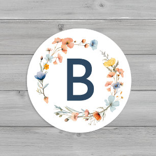 Bold Elegant Floral Wedding Monogram Envelope Seal