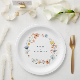 Bold Elegant Floral Wedding Paper Plate