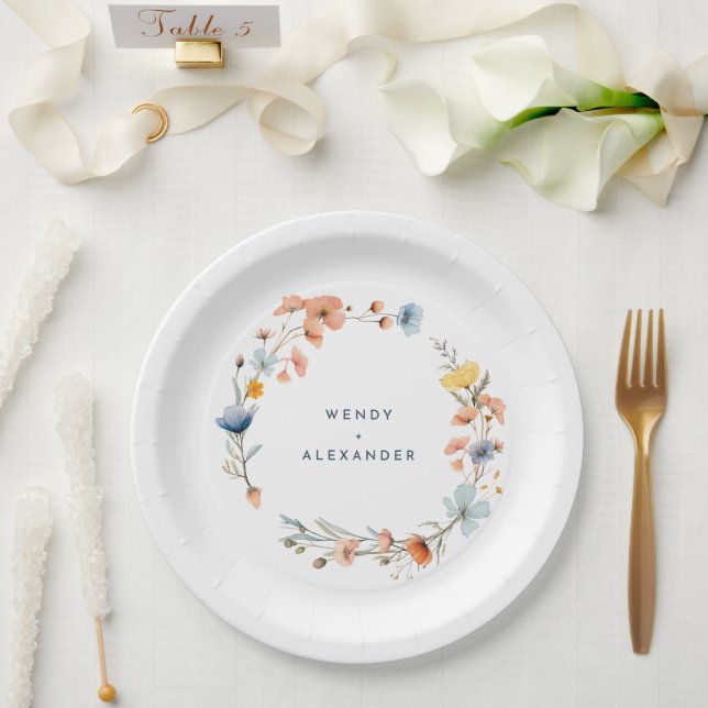 Bold Elegant Floral Wedding Paper Plate (Wedding)