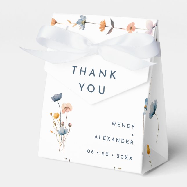 Bold Elegant Floral Wedding Thank You Favour Box (Front Side)