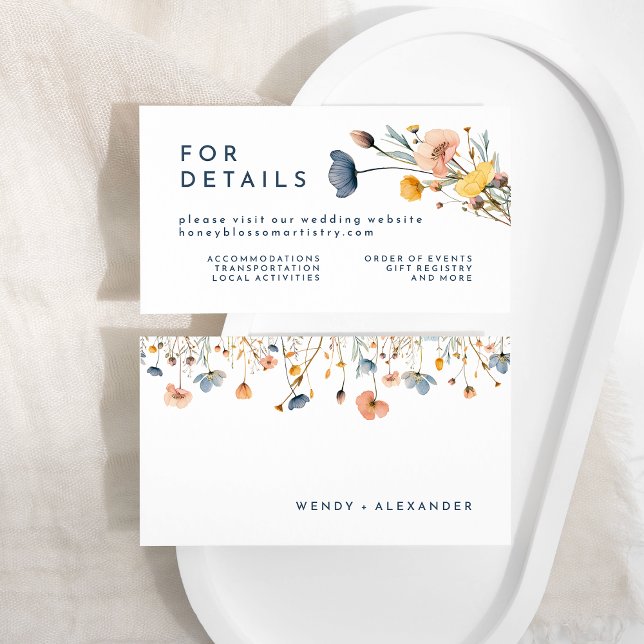 Bold Elegant Floral Wedding Website Enclosure Card (Creator Uploaded)
