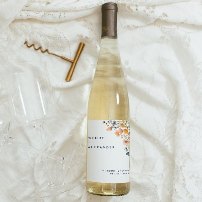 Bold Elegant Floral Wedding Wine Label (Creator Uploaded)