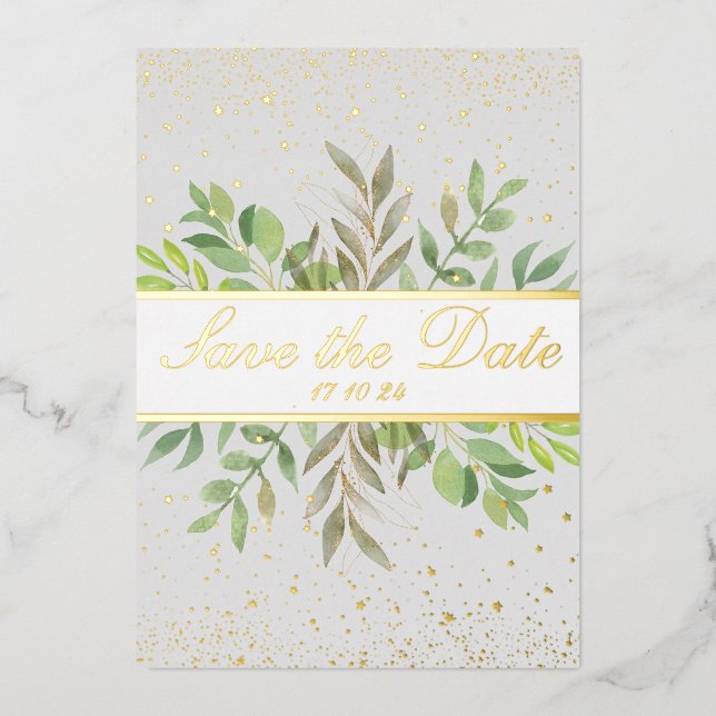 BOLD | Elegant & Modern Gold  Save The Date  (Front)