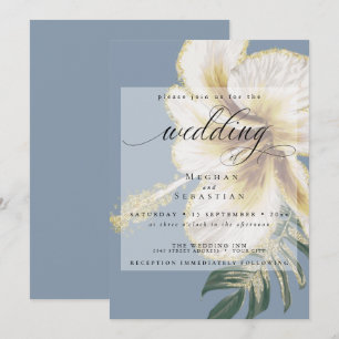 Bold Elegant Pale Yellow Ivory Floral Wedding Inv Invitation