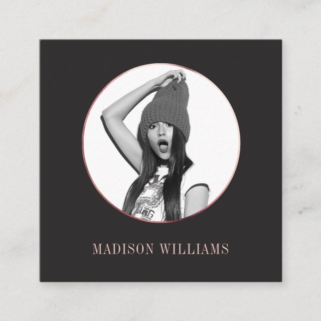 Bold Elegant Rose Gold Photo Unique Social Media Calling Card (Front)