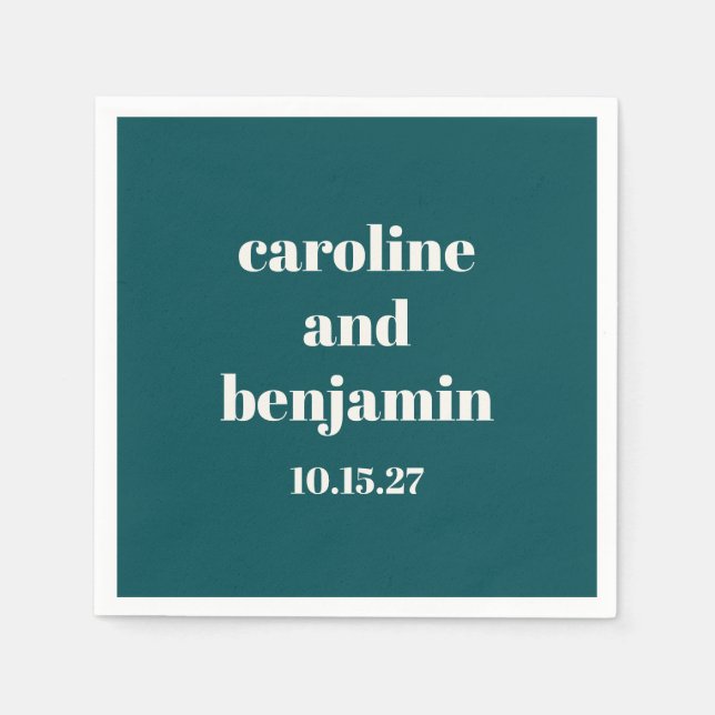 Bold Emerald Chic Modern Wedding Personalised Napkin (Front)