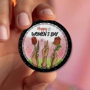 Bold & Empowering: Modern WOMEN'S DAY Statement  10 Cm Round Badge