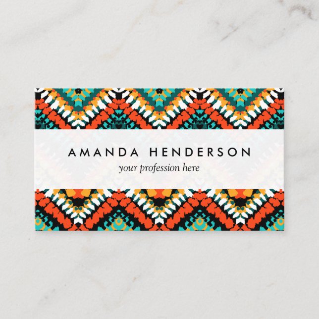 Bold Ethnic Native Tribal Pattern Business Card (Front)
