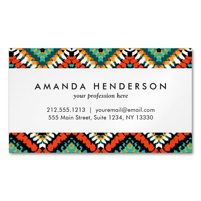 Bold Ethnic Native Tribal Pattern Magnetic Business Card (Front)