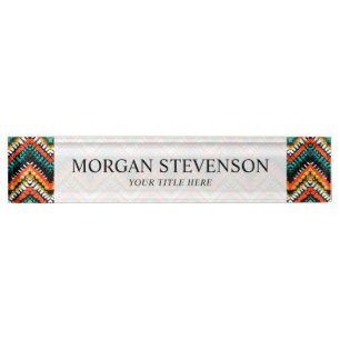 Bold Ethnic Native Tribal Pattern Nameplate