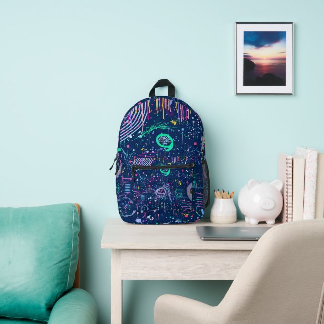 Bold Explorer: Abstract Maximalism  Printed Backpack (Insitu)