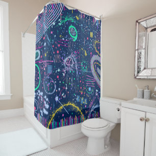 Bold Explorer: Abstract Maximalism Shower Curtain