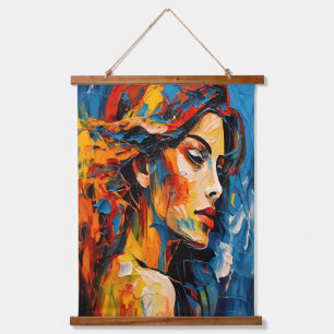 Bold Expressionist Female Portrait Abstract Art Hanging Tapestry