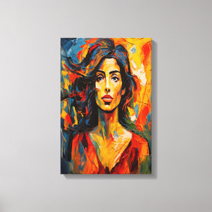 Bold Expressionist Woman Abstract Portrait Art Canvas Print
