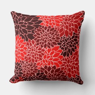 Bold Expressions Red Dahlia Flower pattern Cushion