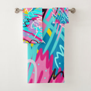 Bold Expressive Abstract Print Bath Towel Set