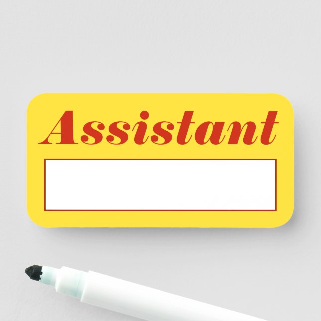 Bold, Eyecatching "Assistant" Name Tag (In Situ)