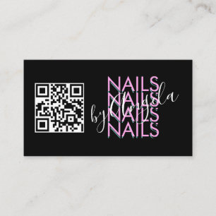 Bold Eyelashes Salon Nails QR Code Pink Black Business Card
