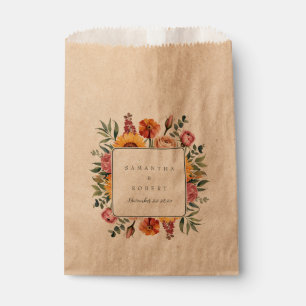 Bold Fall Floral Border Autumn Wedding Favour Bags