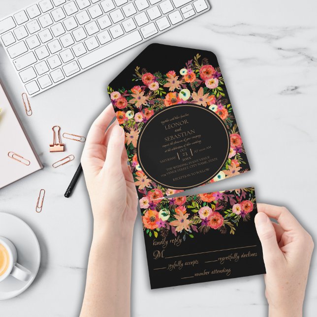 Bold Fall Floral Wedding All in One Invitation (Creator Uploaded)