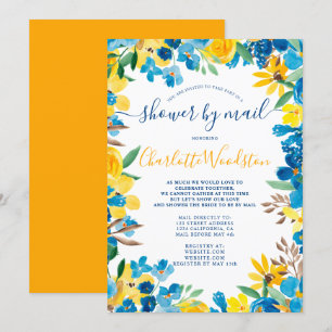 Bold fall sunflowers floral bridal shower by mail invitation
