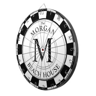 Bold Family Monogram Black   White Dartboard
