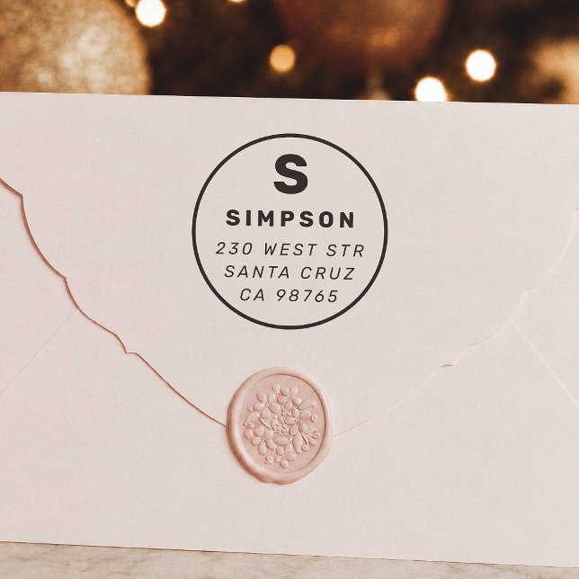 Bold Family Monogram Circular Return Address Self-inking Stamp (Creator Uploaded)