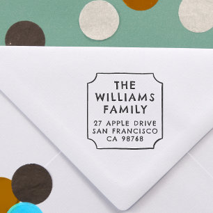 Bold Family Name & Hand Drawn Frame Return Address Self-inking Stamp