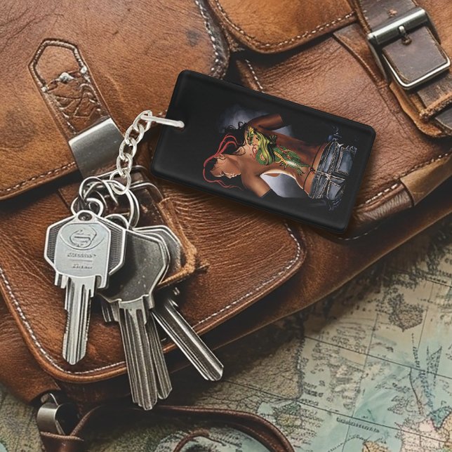 Bold  Fantasy Dragon Tattoo Woman Key Ring (Creator Uploaded)