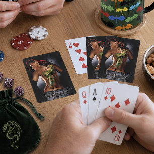 Bold Fantasy Dragon Tattoo Woman Playing Cards