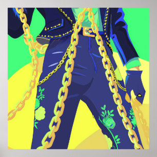 Bold Fashion: Chains and Floral Motifs Poster