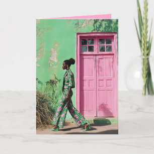 Bold Fashion in a Vibrant Urban Landscape Invitation