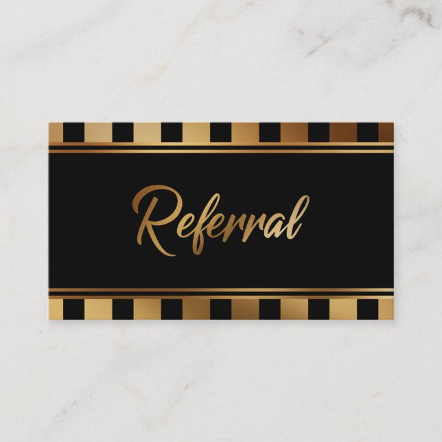 Bold Faux Gold Foil and Black Referral Cards (Front)