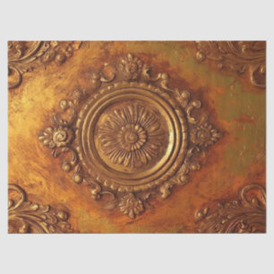 Bold faux gold Victorian ornament burnt orange Tissue Paper