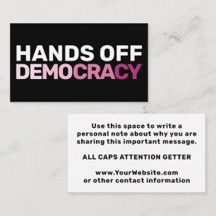 Bold Feminist Protest Art Hands Off Democracy  Business Card