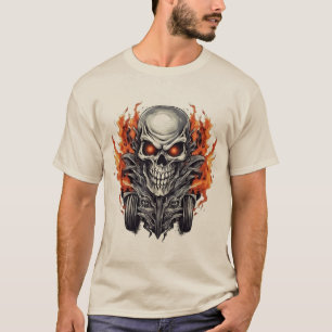 Bold Fiery Design for Horror and Biker Style T-Shirt