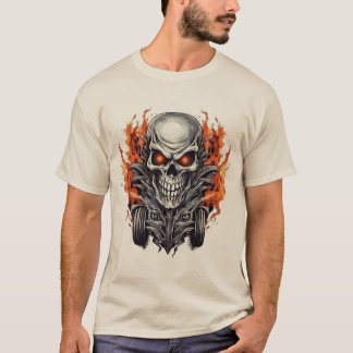 Bold Fiery Design for Horror and Biker Style T-Shirt