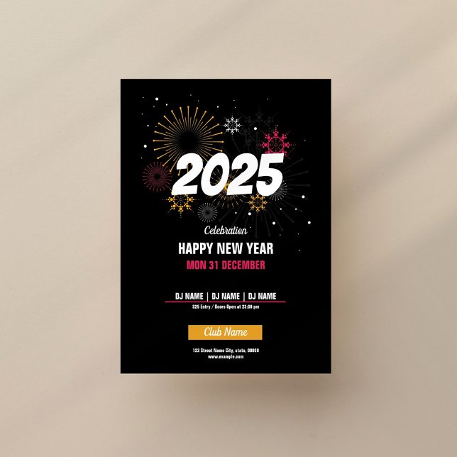 Bold Fireworks Minimalist New Year’s Eve Party Invitation (Creator Uploaded)