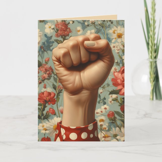  Bold Fist Floral Background Invitation (Front)